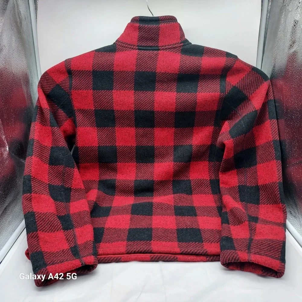The North Face Mens Gordon Lyons 1/4 Zip Fleece Buffalo Plaid Red Black Small